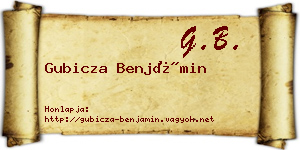 Gubicza Benjámin névjegykártya