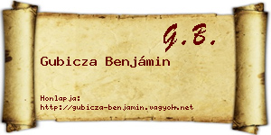 Gubicza Benjámin névjegykártya
